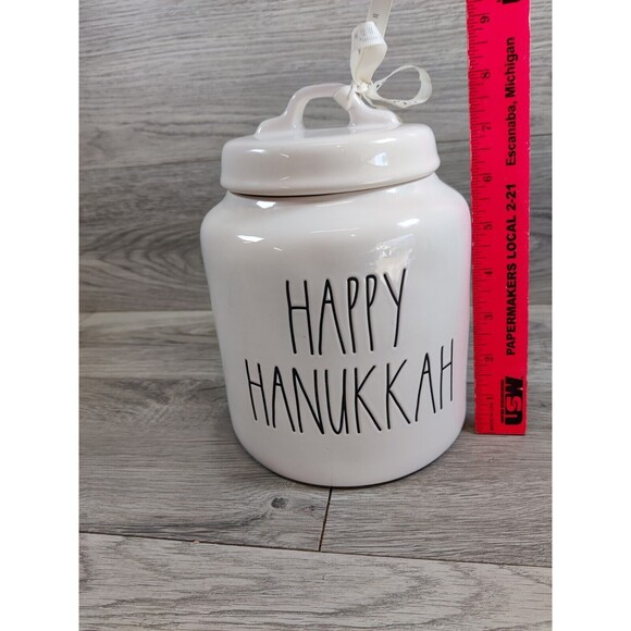 Rae Dunn Happy Hanukkah Canister, Cookie Jar W/ Rubber Seal - Picture 12 of 12